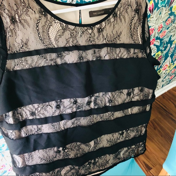 Black stripe and lace Top from The Limited - Picture 2 of 5